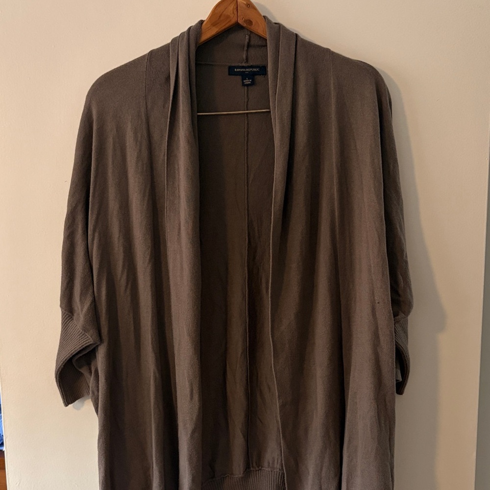 Banana Republic Factory Relaxed Open-Front Long Cardigan - size L, Brown/Taupe